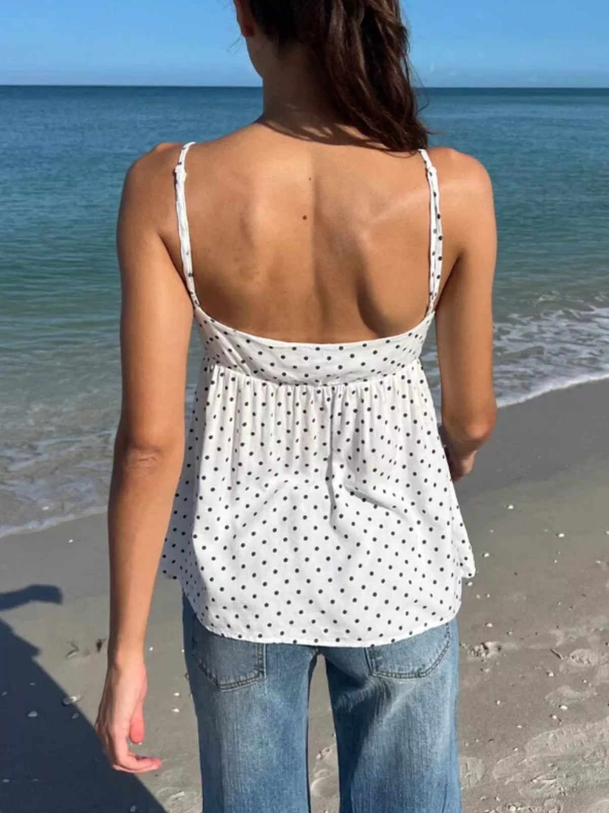 Polka Dot V-neck Flowy Cami (5)