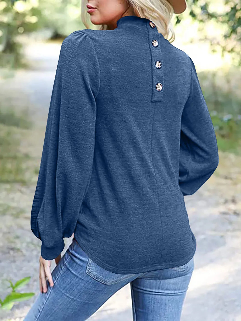 Full Size Mock Neck Long Sleeve T-shirt (22)