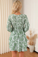 Printed Surplice Balloon Sleeve Mini Dress (5)