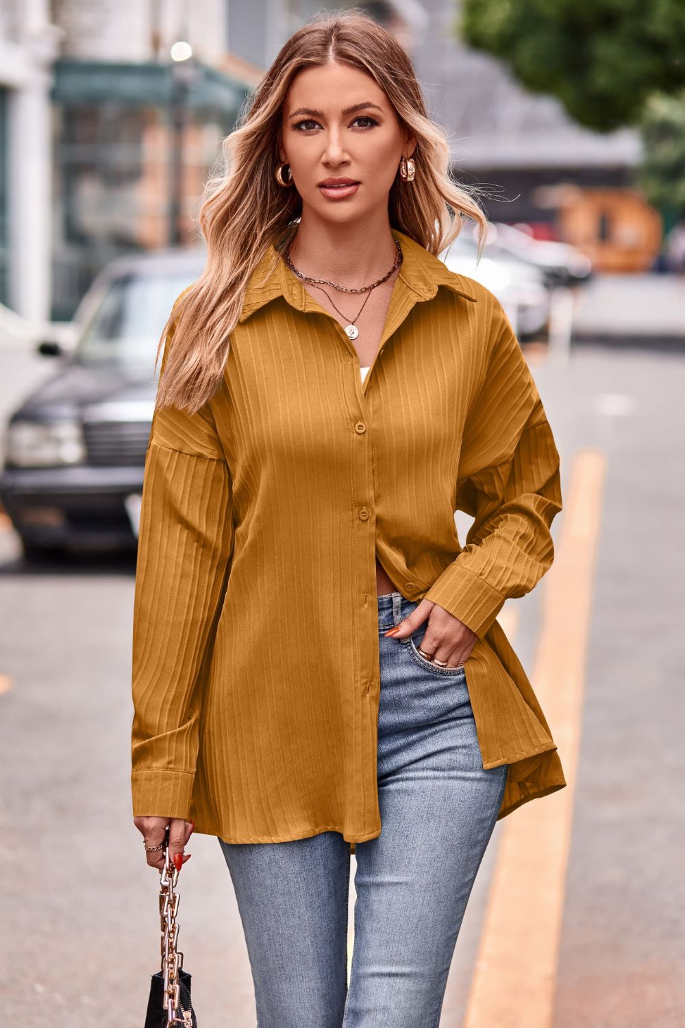 Slit Dropped Shoulder Longline Shirt (8)