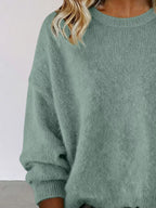 Full Size Round Neck Dropped Shoulder Sweater Plus (20)
