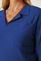Collared Neck Dropped Shoulder T-shirt (19)