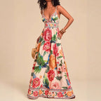 Strap Print V-neck Extra-long Knitted Dress photo 2