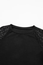 Lace Detail Round Neck Lantern Sleeve Top (10)