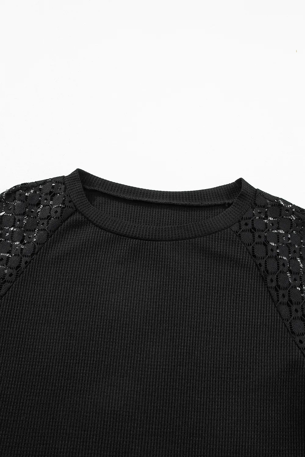 Lace Detail Round Neck Lantern Sleeve Top (10)