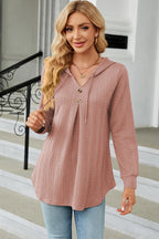 Decorative Button Drawstring Long Sleeve Hoodie (20)