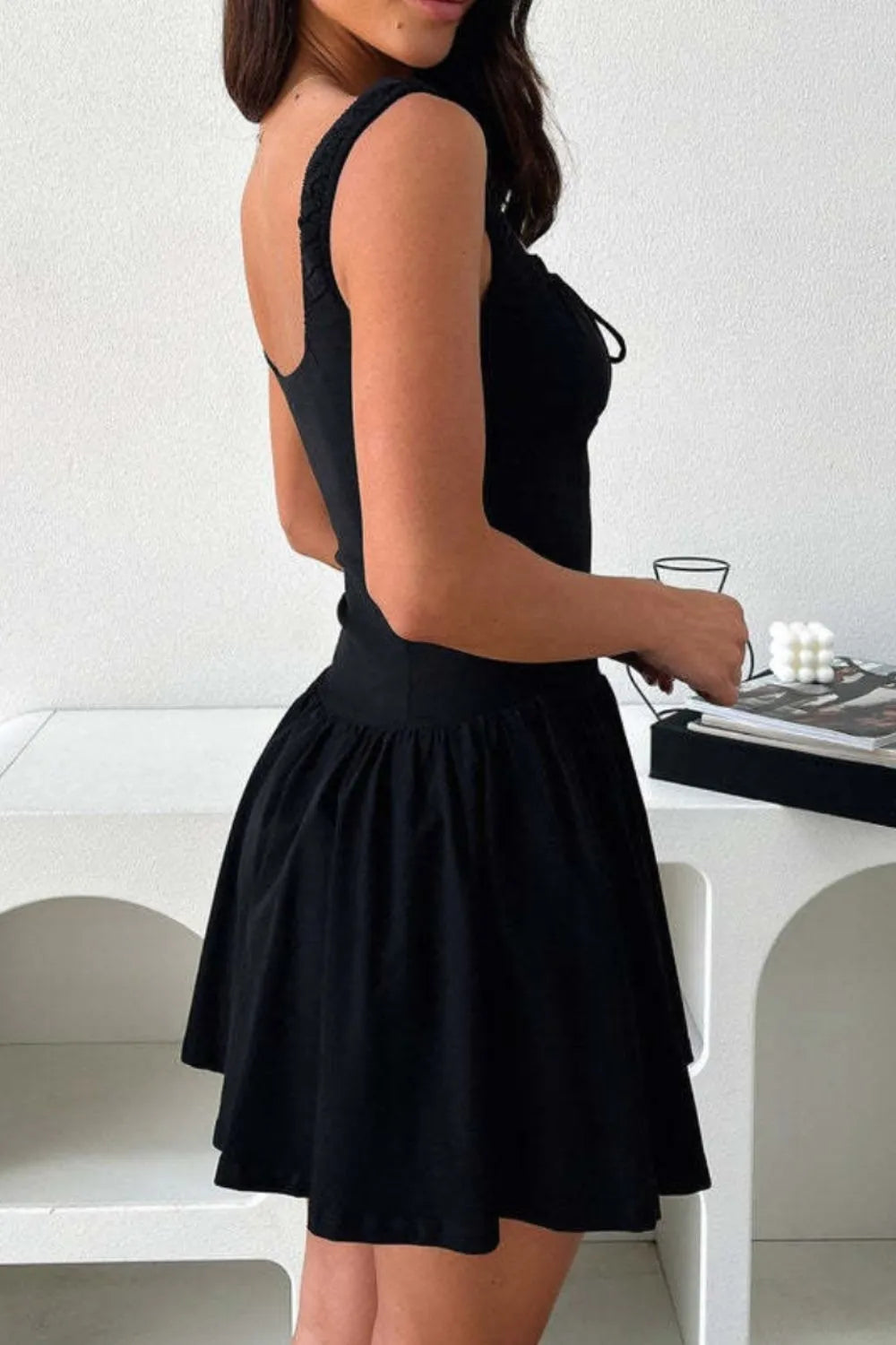 Decorative Button Square Neck Cami Dress (6)