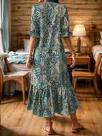 Full Size Bohemian Paisley Print Ruffle Hem Midi Dress Plus (2)