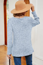 Decorative Button Square Neck T-shirt (15)