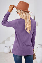 Notched Button Detail Long Sleeve T-shirt (28)