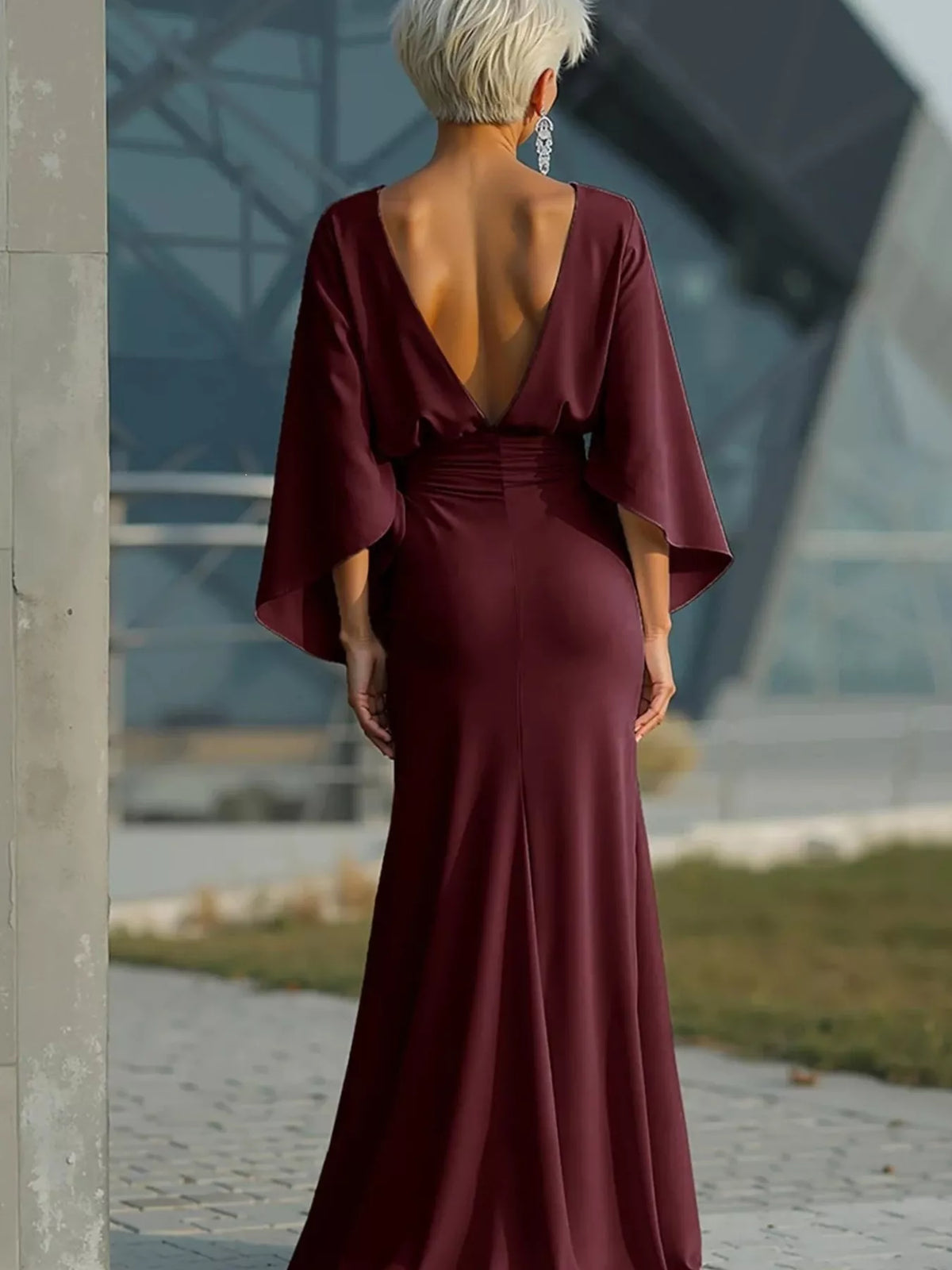 Batwing Sleeve Ruched Maxi Dress (13)