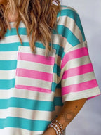 Striped Oversized Short Sleeve T-shirt (13)