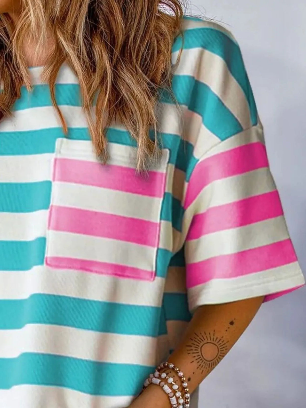 Striped Oversized Short Sleeve T-shirt (13)