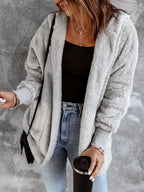 Open Front Hooded Faux Fur Outwear Pockets (3)