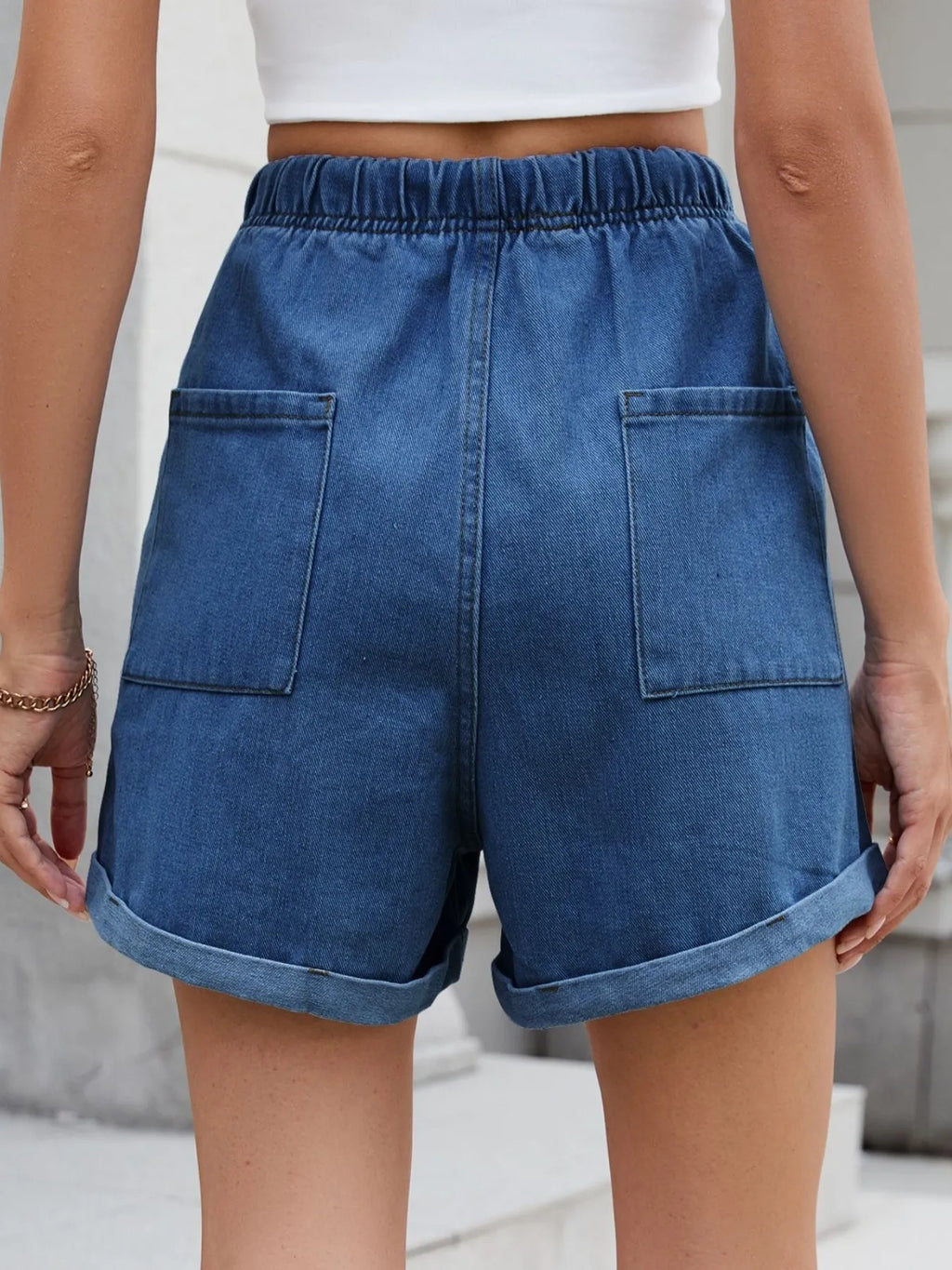 Drawstring Wash Denim Shorts (11)