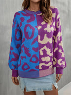 Round Neck Contrast Dropped Shoulder Sweater (5)