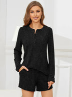 Ribbed Round Neck Top Shorts Set (19)