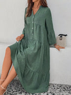 Ruffle Hem Button Front Tiered Dress (9)