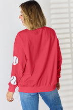 Sequin Baseball Round Neck Dropped Shoulder Sweatshirt (10)