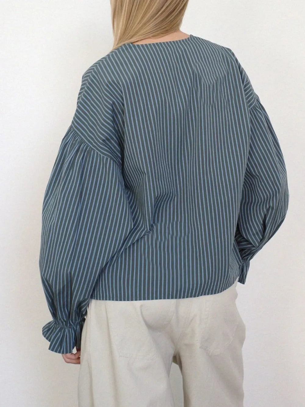 Tied Flounce Sleeve Blouse (5)