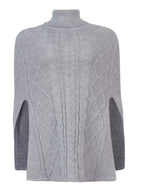 Chunky Cable Knit Turtleneck Poncho Cover Up (5)