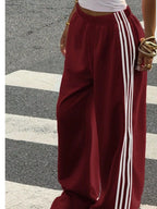 High-waisted Wide-leg Track Pants Side Stripes (15)