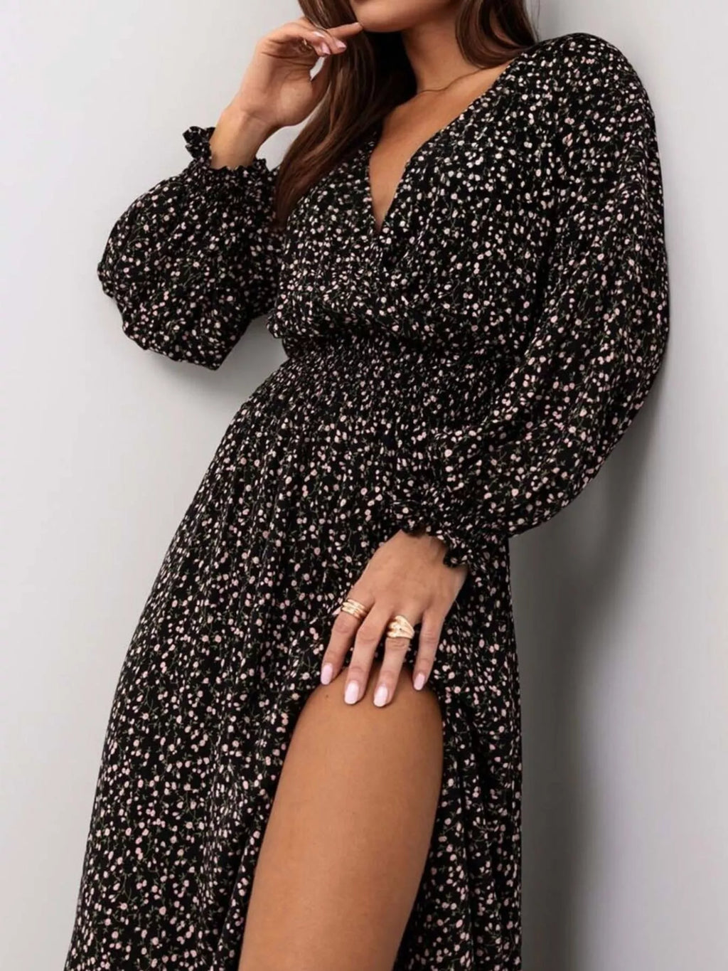 Bohemian Printed Maxi Dress Plunging Neckline (15)