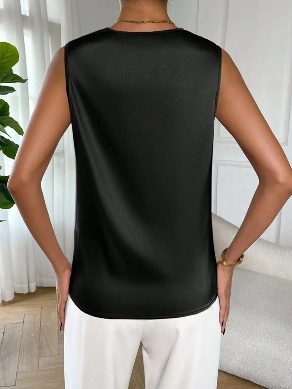 Satin Cowl Neck Sleeveless Blouse (8)
