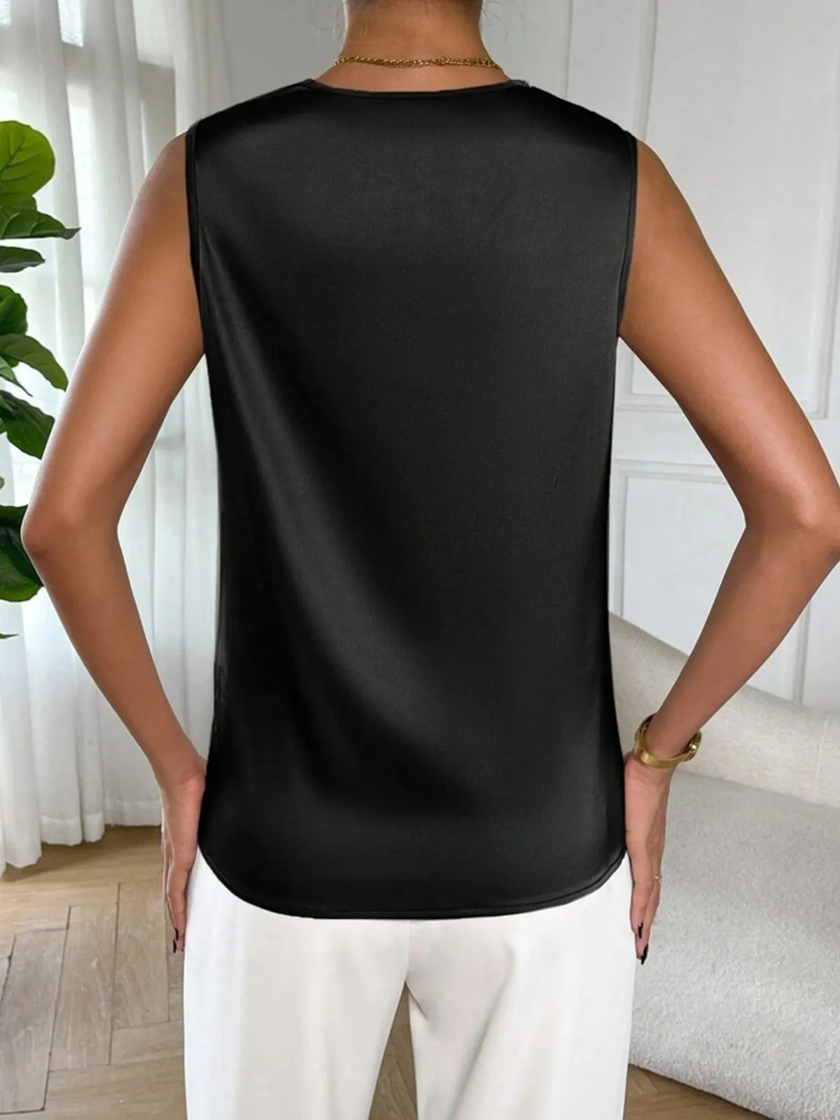 Satin Cowl Neck Sleeveless Blouse (8)