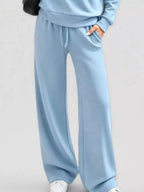 Button Detail Dropped Shoulder Top Pants Set (13)