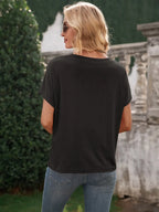 Pocketed Round Neck Short Sleeve T-shirt (2)
