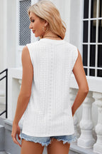 Decorative Button Eyelet V-neck Tank (12)