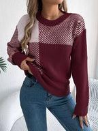 Block Striped Round Neck Sweater (9)