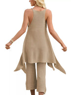 Asymmetrical Hem Top Pants Set (11)
