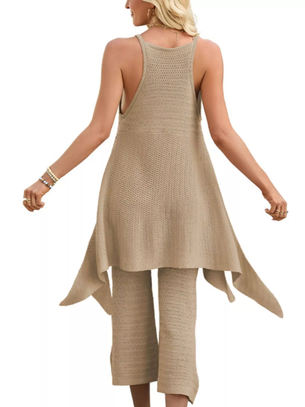 Asymmetrical Hem Top Pants Set (11)