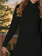 Fringe Turtleneck Long Sleeve Sweater Dress (17)