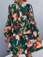 Printed Balloon Sleeve Mini Dress (9)