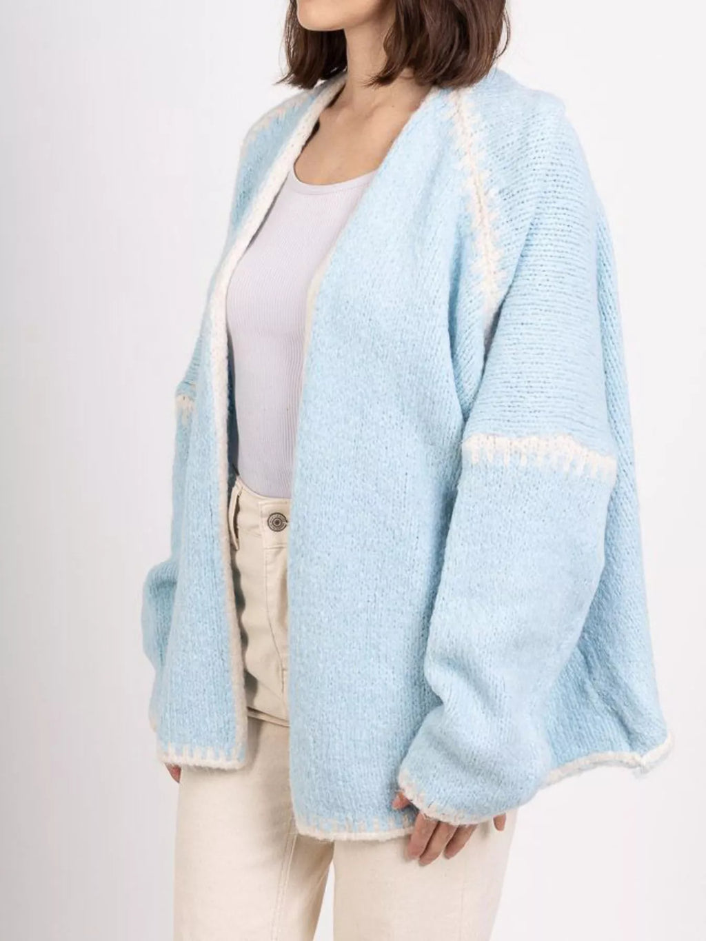 Contrast Trim Open Front Cardigan (26)