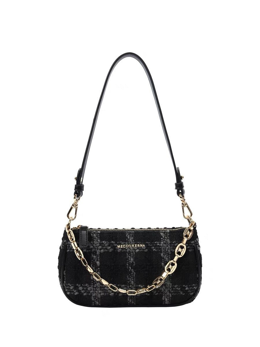 One-shoulder Crossbody Smoky Plaid Underarm Bag photo 5