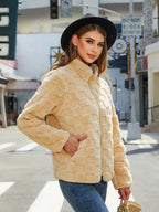 Fuzzy Checkered Zip Up Jacket (4)