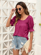 Ruched Short Sleeve Blouse (11)