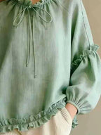 Frill Balloon Sleeve Blouse (8)