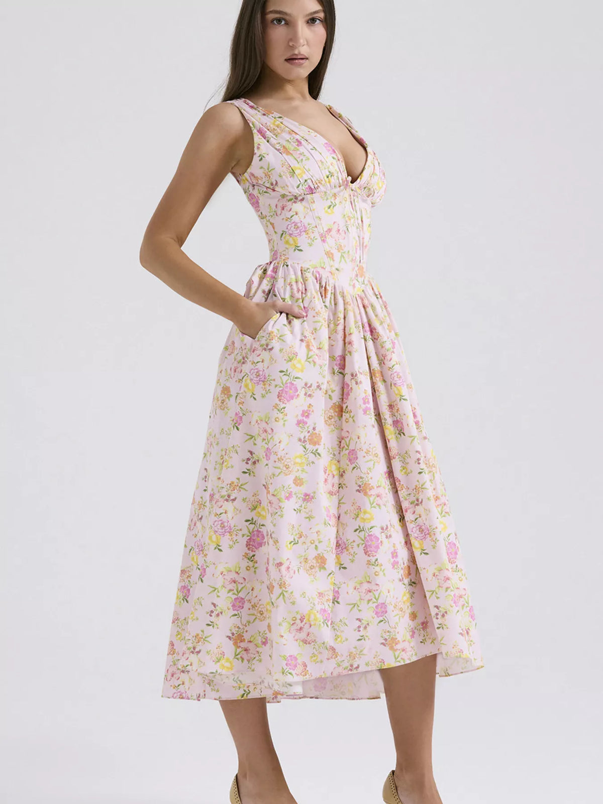 V-neck Sleeveless Midi Dress (7)
