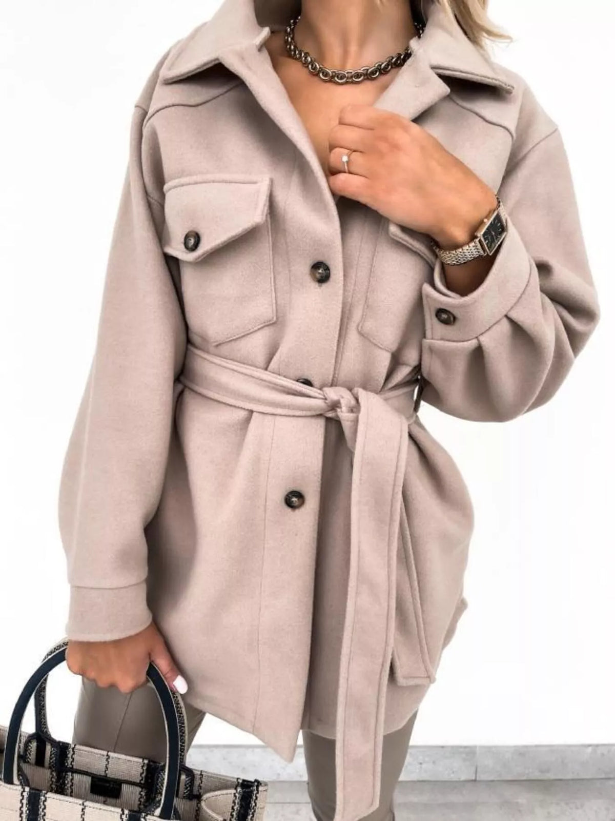 Button-down Tie Waist Coat (7)