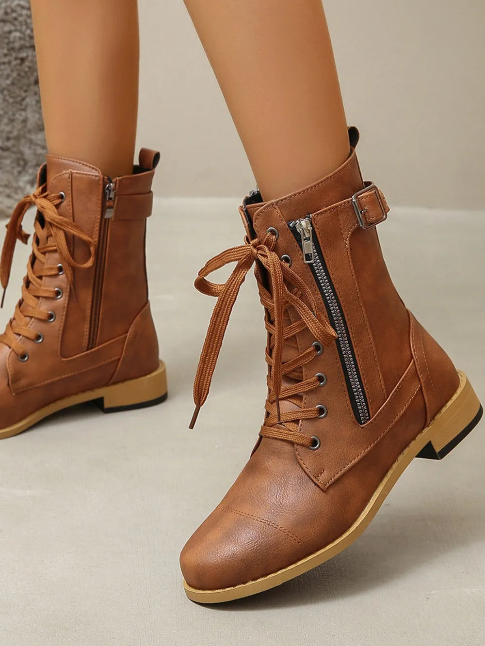 Pu Leather Lace-up Boots (5)