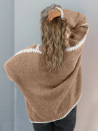 Contrast Open Front Dropped Shoulder Cardigan (3)