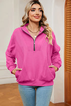 Half Zip Dropped Shoulder Sweatshirt (18)