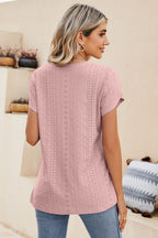 Eyelet Petal Sleeve V-neck Knit Top (18)