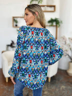 Full Size Printed Balloon Sleeve Blouse (20)