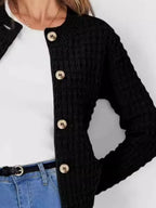 Button Up Round Neck Long Sleeve Cardigan (9)